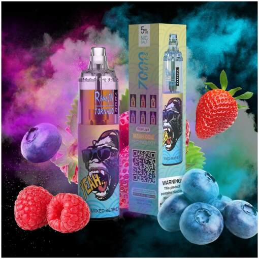 Tornado disposable 7000 puff - mixed berry - ( rechargeable )