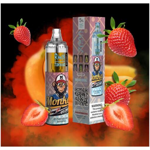 Tornado disposable 7000 puff - strawberry banana - ( rechargeable )