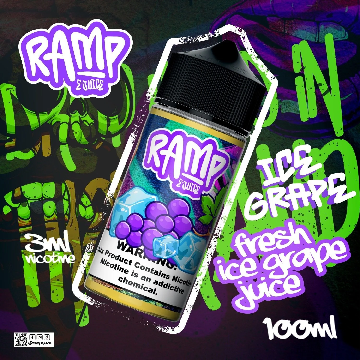 منحدر - مآيس العنب - DL - 100 مل 1 بريميوم رامب - جريب آيس - DL - 100 مل - منتج تبخير عالي الجودة متوفر في مصر