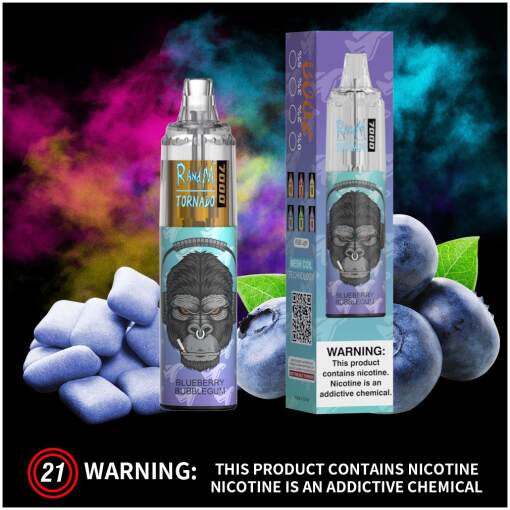 Tornado disposable 7000 puff - blueberry bubblegum - ( rechargeable )
