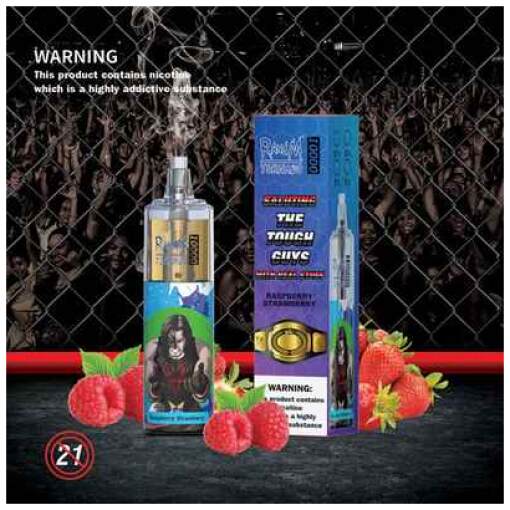 Tornado disposable 10000 puff - raspberry strawberry - ( rechargeable )