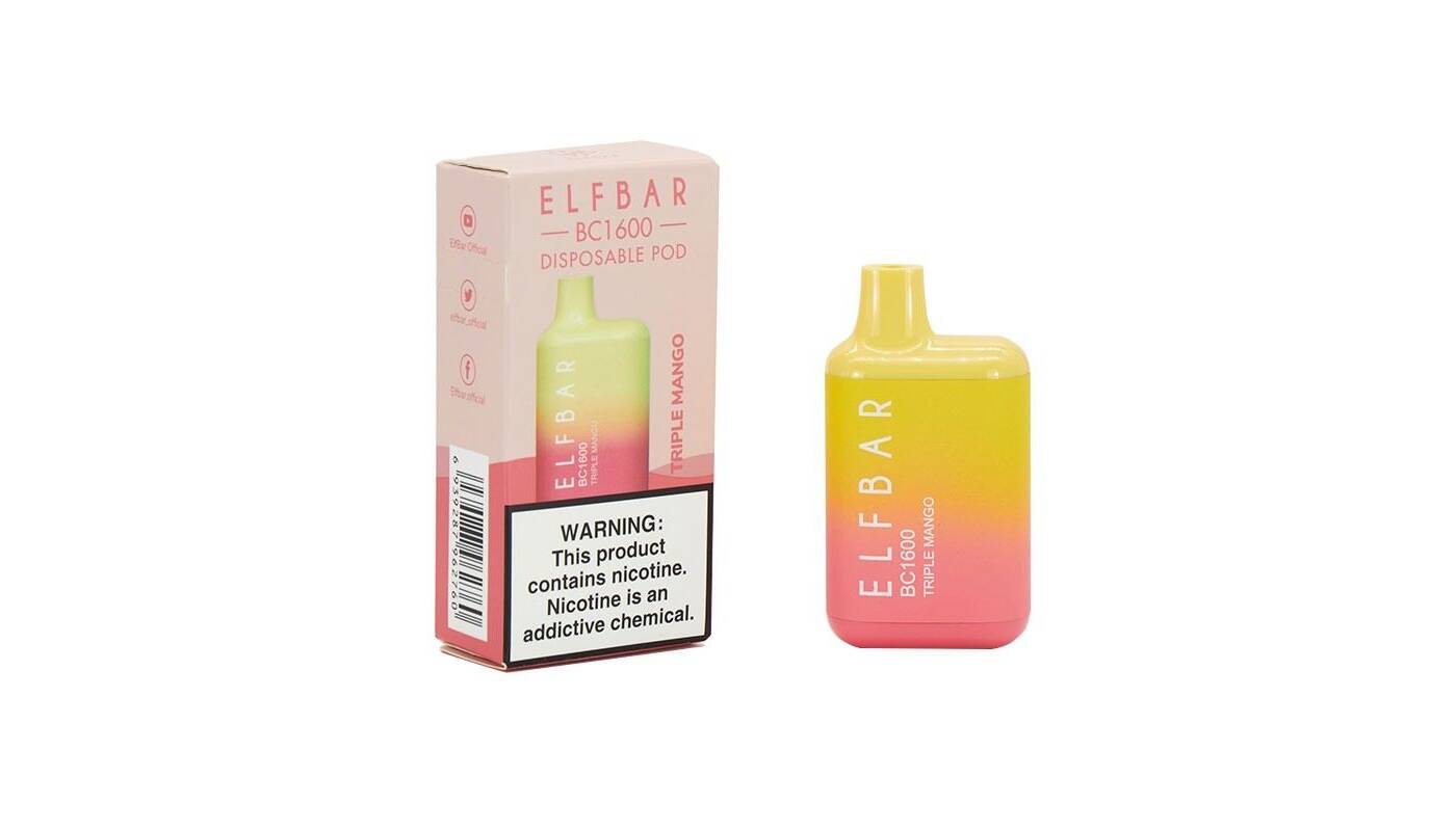 جهاز ELF BAR للاستخدام مرة واحدة 5000 بخة - بطعم المانجا الثلاثية - (قابل لإعادة التوصيل) - جهاز vape للاستخدام مرة واحدة جاهز للاستخدام في مصر