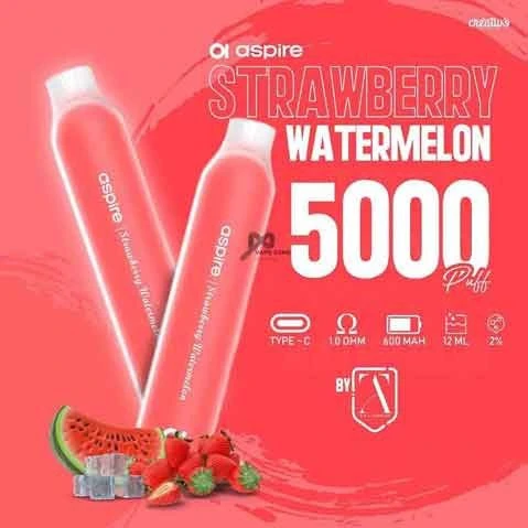ASPIRE DISPOSABLE - STRAWBERRY WATERMELON - 5000 puff - ( RECHARGEABLE ) - 20 MG 1 Convenient ASPIRE DISPOSABLE - STRAWBERRY WATERMELON - 5000 puff - ( RECHARGEABLE ) - 20 MG - Ready-to-use disposable vape device in Egypt
