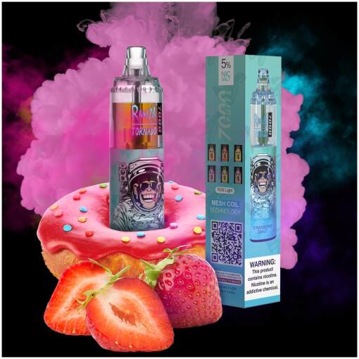 Tornado disposable 7000 puff - strawberry donut - ( rechargeable )