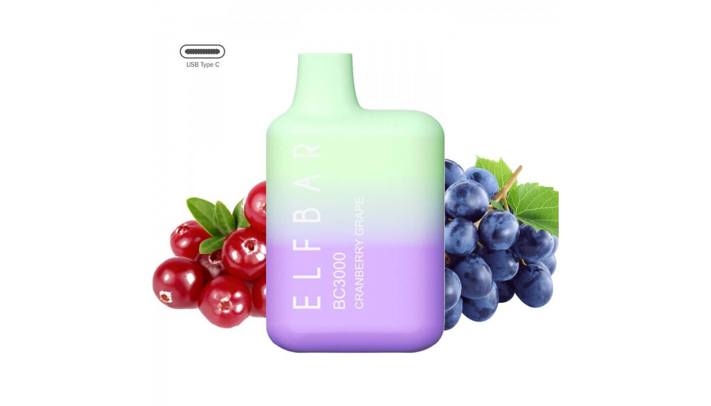 جهاز ELF BAR للاستخدام مرة واحدة 5000 بخة - بطعم التوت البري والعنب - (قابل لإعادة التوصيل) - جهاز vape للاستخدام مرة واحدة جاهز للاستخدام في مصر