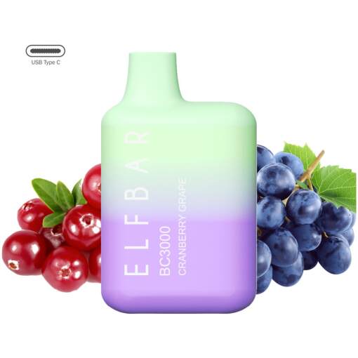 1680372653 elf bar bc3000 cranberry grape 50mg nicotine disposable vape rechargeable