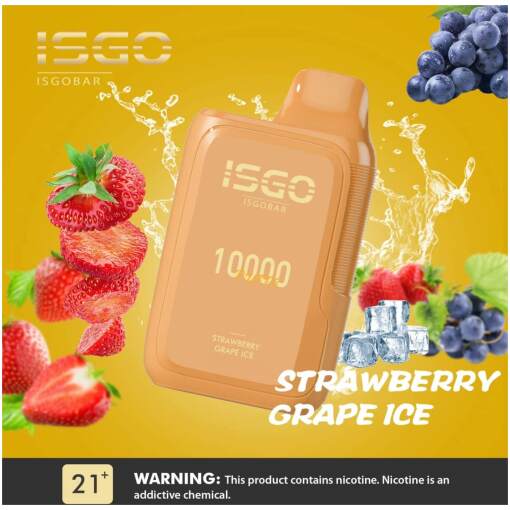 Isgo disposable pods 10000 puff - strawberry grape - ( rechargeable )