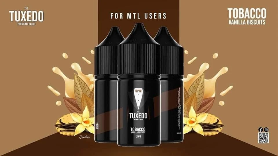 TUXEDO - TOBACCO VANILLA BISCUITS - MTL - 30ML 1 Premium TUXEDO - TOBACCO VANILLA BISCUITS - MTL - 30ML - High-quality vaping product available in Egypt