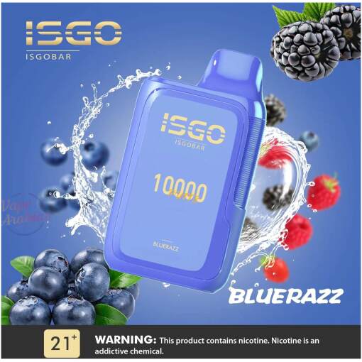 Isgo disposable pods 10000 puff - bluerazz - ( rechargeable )
