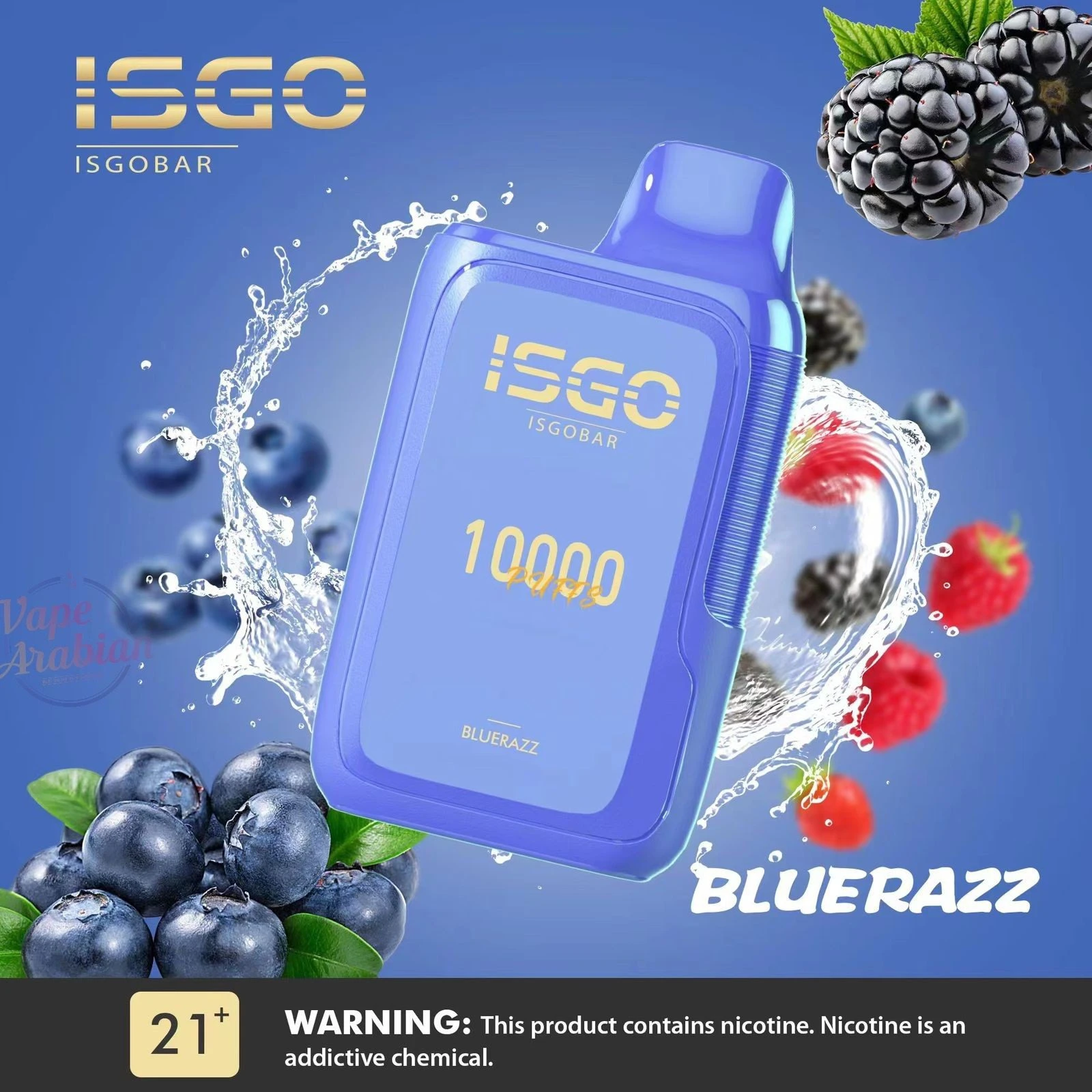 ISGO Disposable Pods 10000 puff - Bluerazz - ( RECHARGEABLE ) 1 Premium ISGO Disposable Pods 10000 puff - Bluerazz - ( RECHARGEABLE ) - High-quality pod system for vaping in Egypt