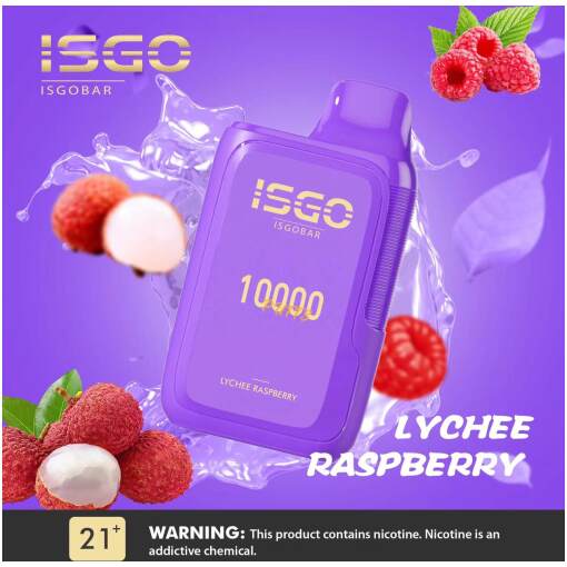 Isgo disposable pods 10000 puff - lychee raspberry - ( rechargeable )