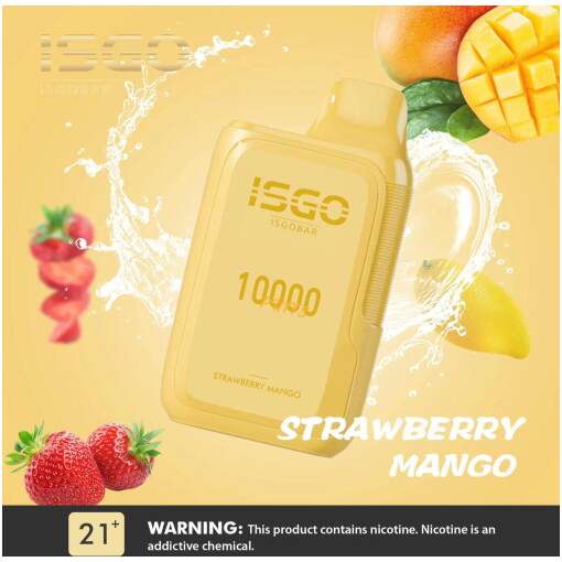 Isgo disposable pods 10000 puff - strawberry mango ice - ( rechargeable )