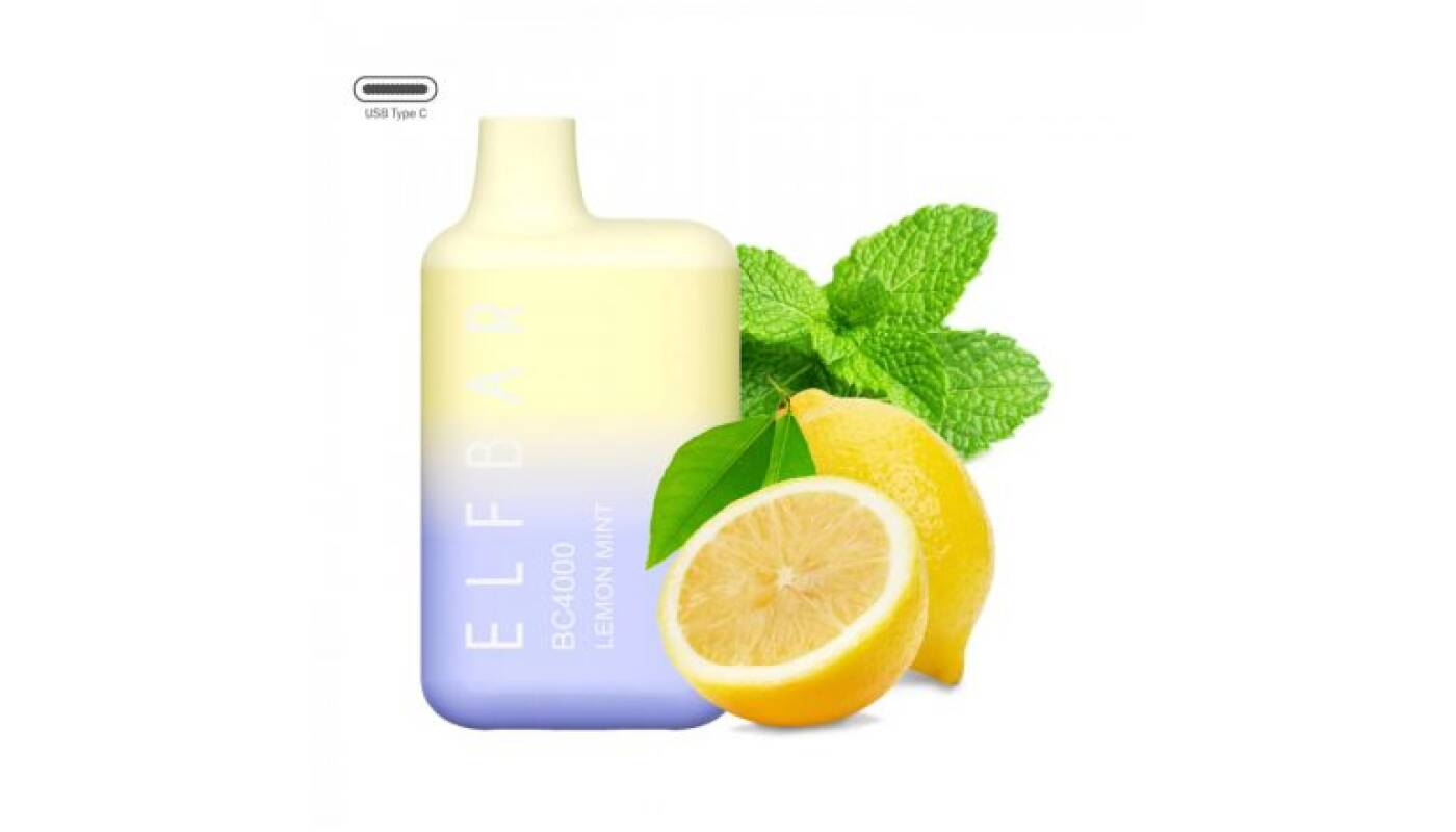 جهاز ELF BAR للاستخدام مرة واحدة 5000 بخة - بطعم الليمون والنعناع - (قابل لإعادة التوصيل) - جهاز vape للاستخدام مرة واحدة جاهز للاستخدام في مصر