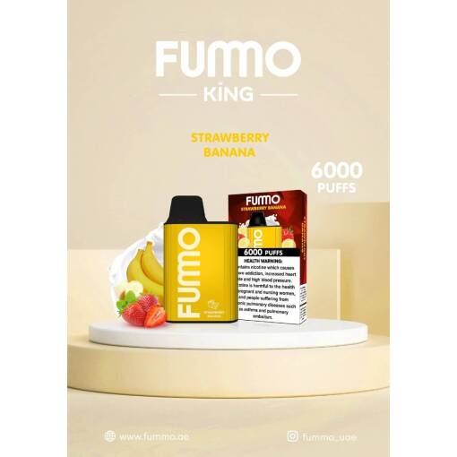 فومو 6000 باف فاخر - طعم الفراولة والموز - (قابلة للشحن) - منتج تبخير عالي الجودة متوفر في مصر