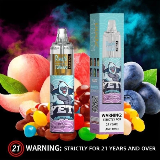 Tornado disposable 7000 puff - peach blueberry candy - ( rechargeable )