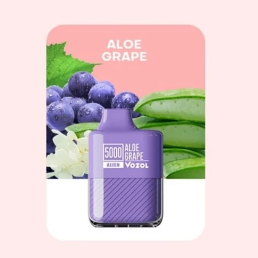 Vozol disposable 5000 puff - aloe grape - ( rechargeable )