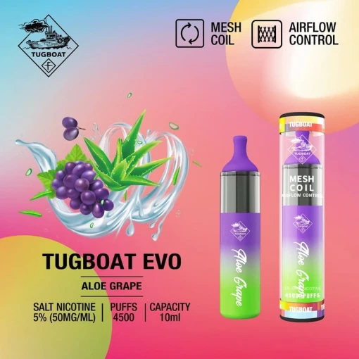 Tugboat disposable - aloe grape - 4500 puffs