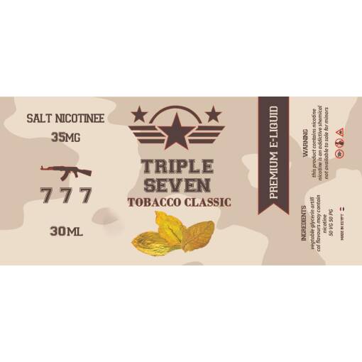 Premium Triple Seven - Tobacco Classic - SALT - 30ML - High-quality vaping product available in Egypt