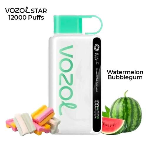 Vozol star 12000 puff disposable - watermelon bubblegum - ( rechargeable )