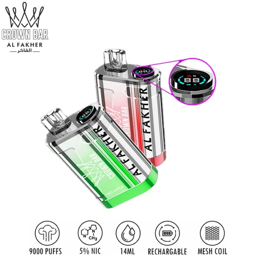 Al fakher disposable pods 9000 puff - tow apple - ( rechargeable )