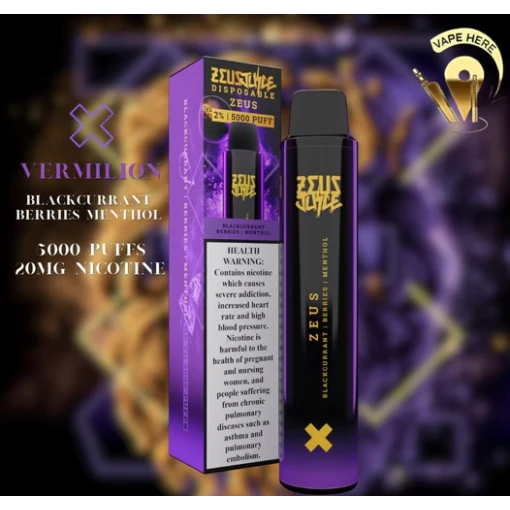 Zeus juice disposable - zeus - berries blackcurrant menthol - 5000 puff - 20 mg ( rechargable )