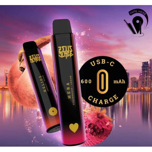 Zeus juice disposable - hera - strawberry cream - 5000 puff - 20 mg ( rechargable )