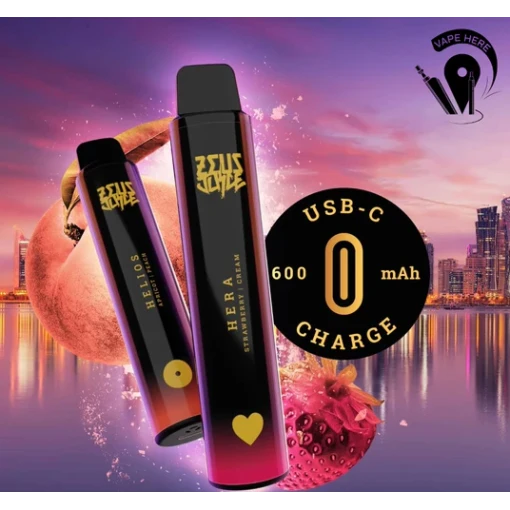 Zeus juice disposable - hera - strawberry cream - 5000 puff - 20 mg ( rechargable )