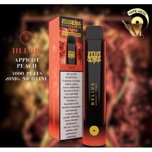 Zeus juice disposable - helios - apricot peach - 5000 puff - 20 mg ( rechargable )