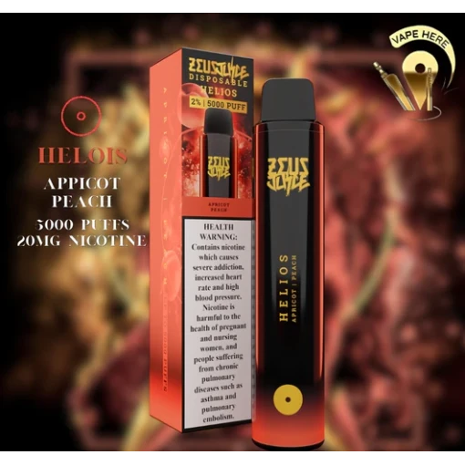 Zeus juice disposable - helios - apricot peach - 5000 puff - 20 mg ( rechargable )