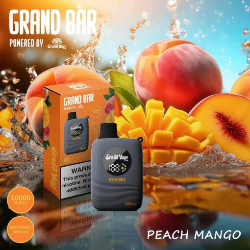 Grand bar disposable 10000 puff - peach mango - ( rechargeable )