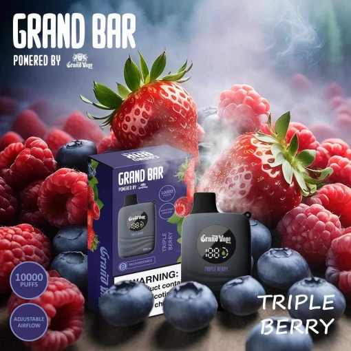 Grand bar disposable 10000 puff - triple berry - ( rechargeable )