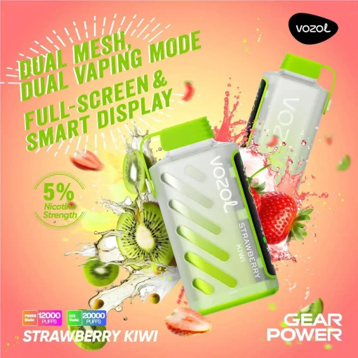 Vozol gear power 20000 puff - strawberry kiwi - ( rechargeable )