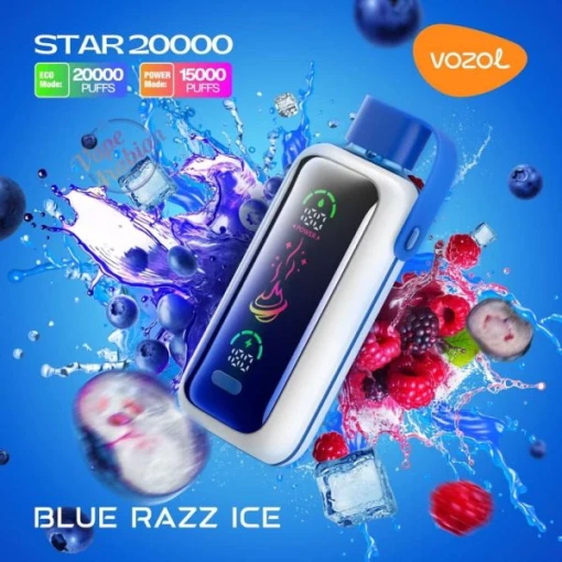 Vozol disposable star 20000 puff - blue razz ice - ( rechargeable )