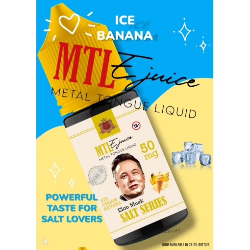 Premium MTL - Elon MUsk ( Ice Cream Banana ) - SALT - 30ML - High-quality vaping product available in Egypt