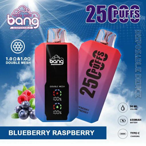 Convenient BANG Disposable 25000 puff - BLUEBERRY RASPBERRY - ( RECHARGEABLE ) - Ready-to-use disposable vape device in Egypt