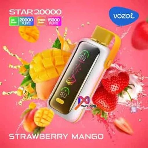 Vozol disposable star 20000 puff - strawberry mango - ( rechargeable )