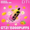 Convenient Citi Disposable 15000 puff GT21 - MANGO BANANA ICE - ( RECHARGEABLE ) 20 MG - Ready-to-use disposable vape device in Egypt