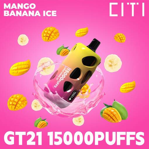 Convenient Citi Disposable 15000 puff GT21 - MANGO BANANA ICE - ( RECHARGEABLE ) 20 MG - Ready-to-use disposable vape device in Egypt