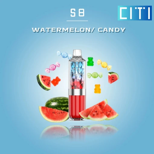 Citi disposable 6000 puff s8 - watermelon candy - ( rechargeable ) 20 mg