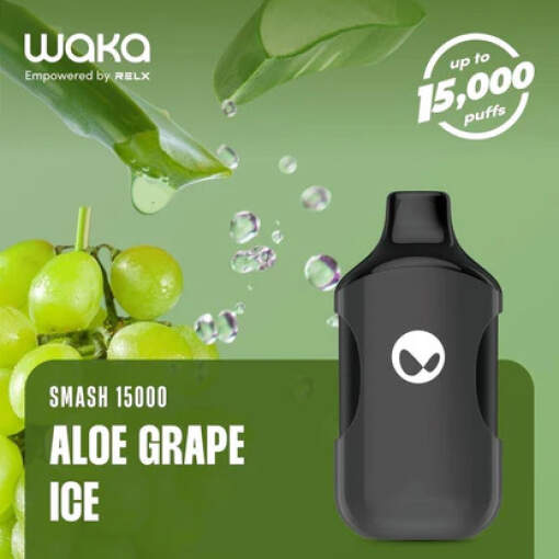 Waka smash disposable 15000 puff - aloe grape ice - ( rechargeable )