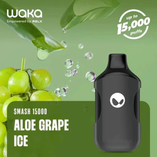 Waka smash disposable 15000 puff - aloe grape ice - ( rechargeable )