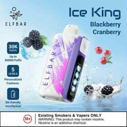 Elfbar ice king 30000 puff - blackberry cranberry - ( rechargeable )