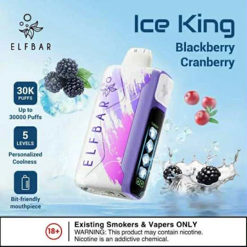 Elfbar ice king 30000 puff - blackberry cranberry - ( rechargeable )