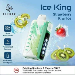 Elfbar ice king 30000 puff - strawberry kiwi ice - ( rechargeable )