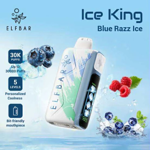 Elfbar ice king 30000 puff - blue razz ice - ( rechargeable )
