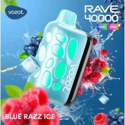 Vozol  disposable rave 40000 puff - blue razz ice - ( rechargeable )