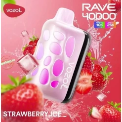 Vozol  disposable rave 40000 puff - strawberry ice - ( rechargeable )