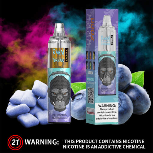 Convenient TORNADO Disposable 7000 puff - BLUEBERRY BUBBLEGUM - ( RECHARGEABLE ) - Ready-to-use disposable vape device in Egypt