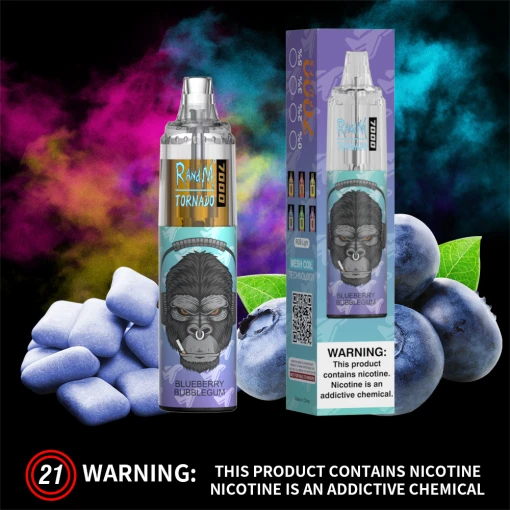 Convenient TORNADO Disposable 7000 puff - BLUEBERRY BUBBLEGUM - ( RECHARGEABLE ) - Ready-to-use disposable vape device in Egypt