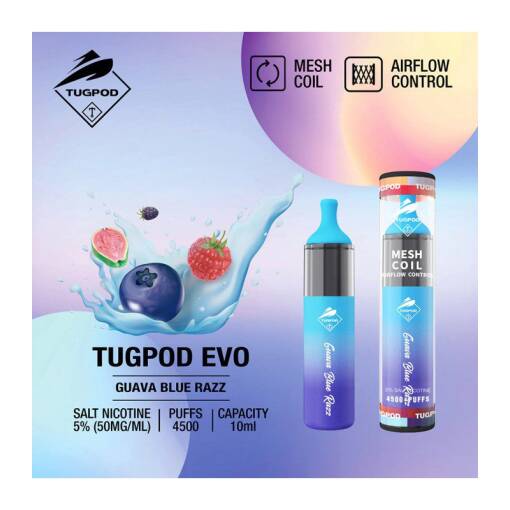 Convenient Tugboat Disposable - Guava Blue Razz - 4500 Puffs - Ready-to-use disposable vape device in Egypt